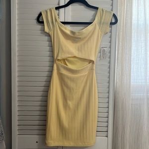 Cut-Out Yellow Mini Dress